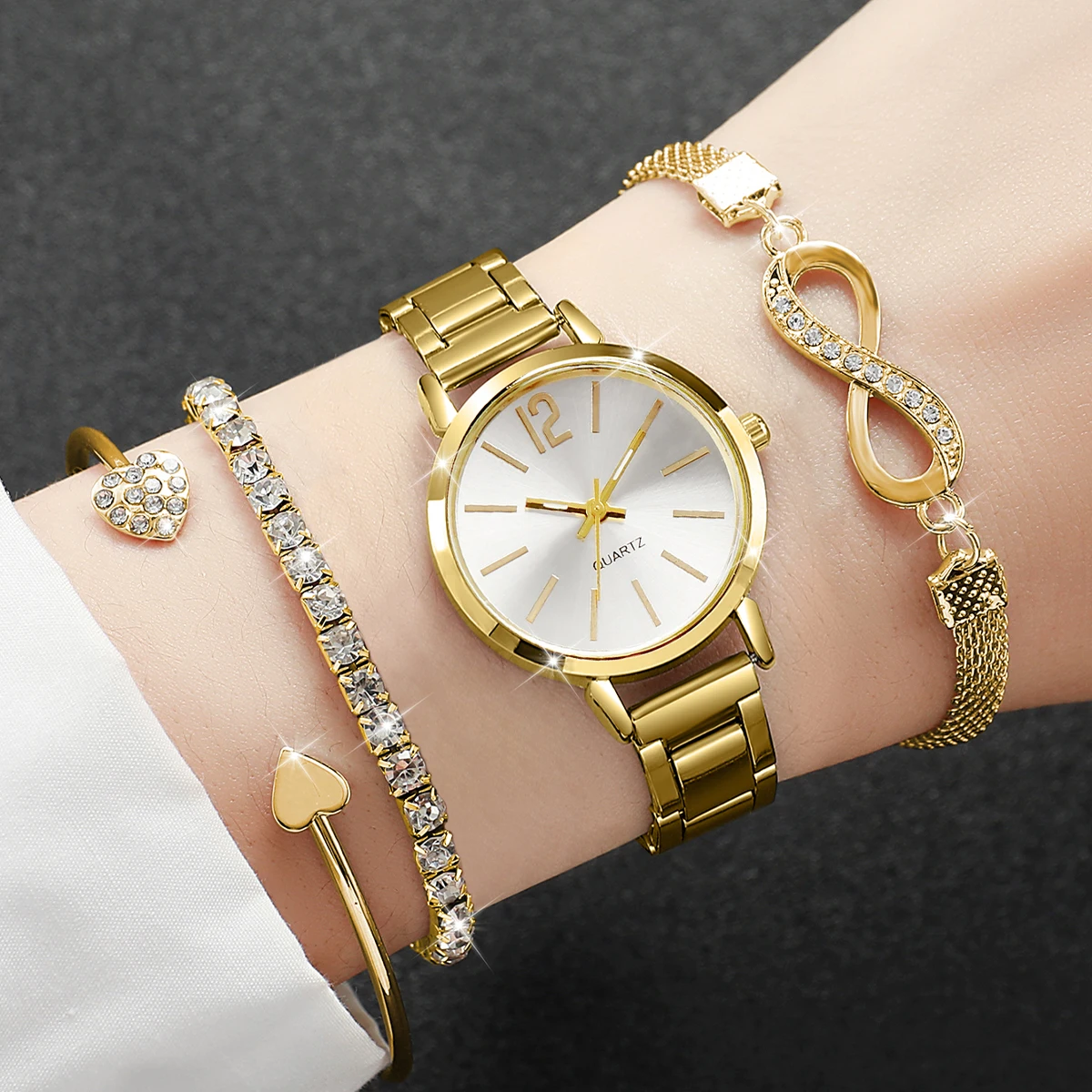 Jewelry Watches Women - 4PCS/Set Fashion Alloy Strap Women Watches