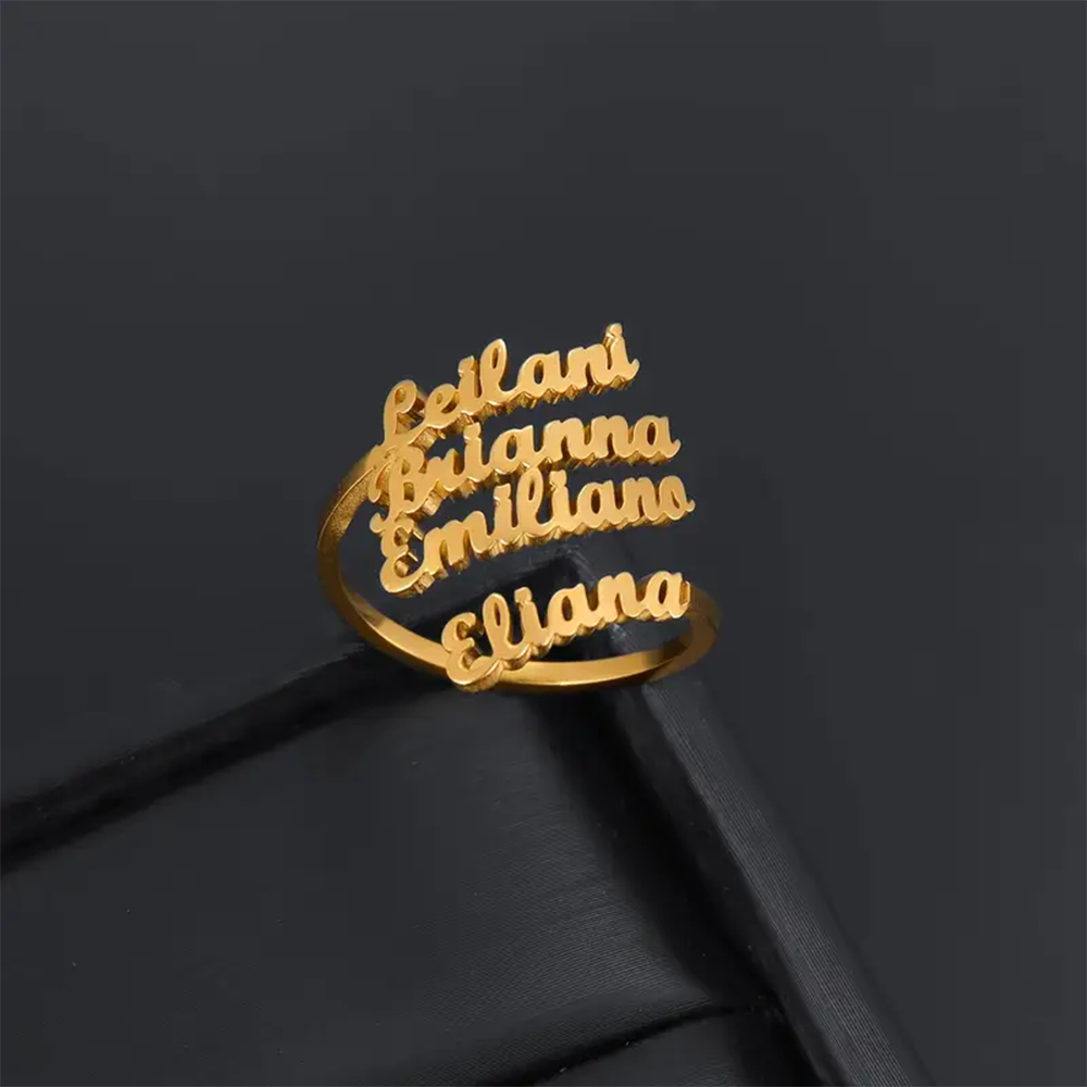 Statement Cocktail Ring - Custom Multiple Names Rings For Women