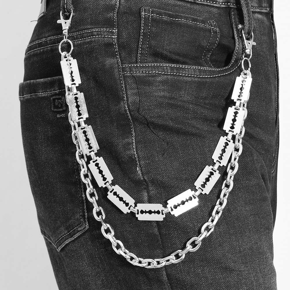 Hip Hop Chain Necklace - Punk Metal Chain Keychains for Men