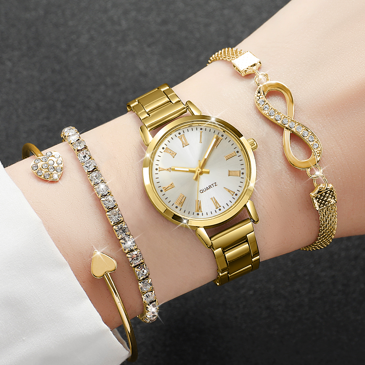 4PCS/Set Fashion Alloy Strap W – обзор и цена Jewelry Watches Women