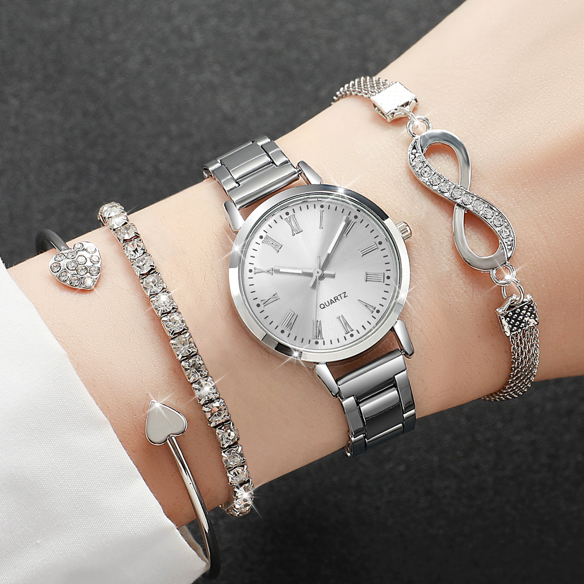 4PCS/Set Fashion Alloy Strap W – обзор и цена Jewelry Watches Women