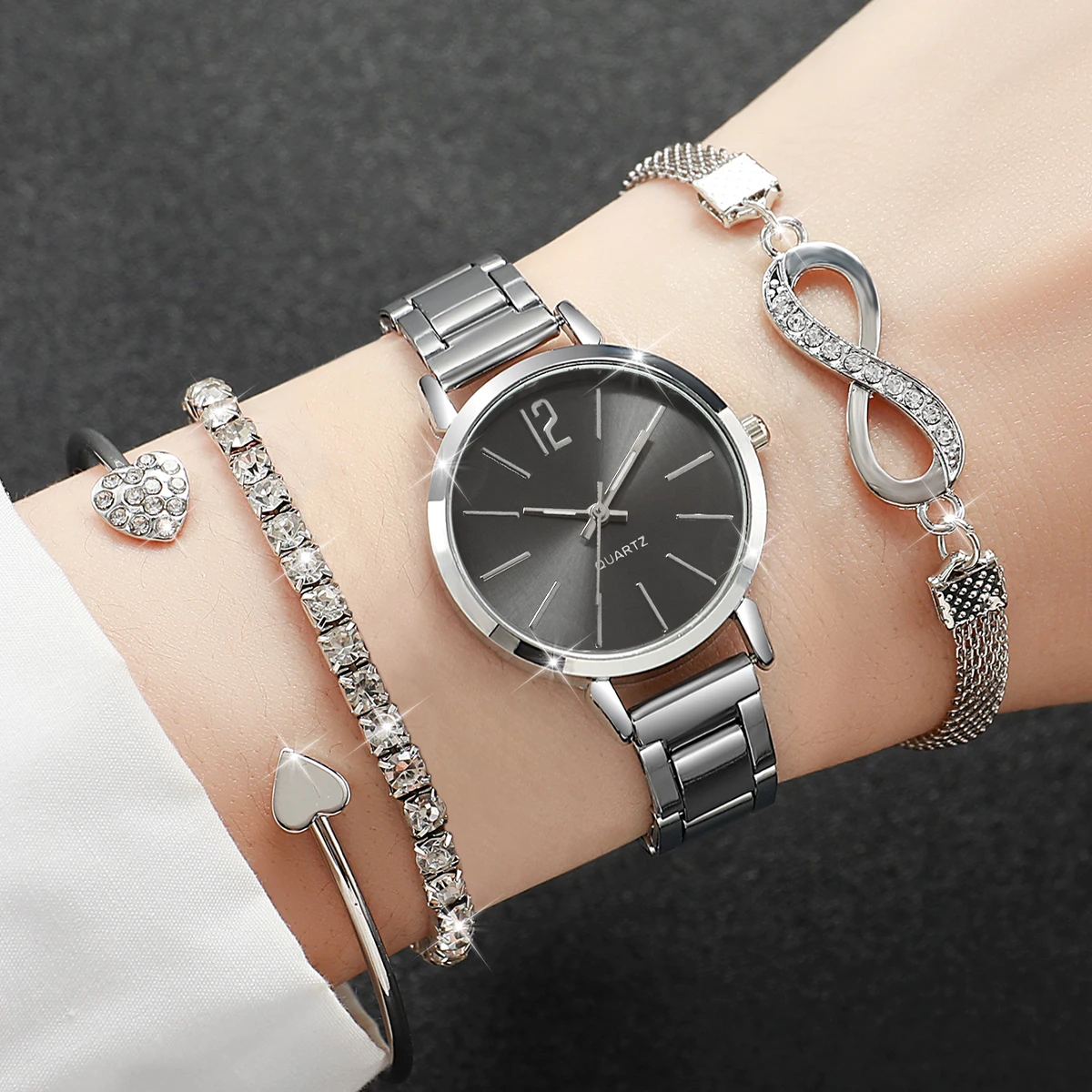 4PCS/Set Fashion Alloy Strap W – обзор и цена Jewelry Watches Women