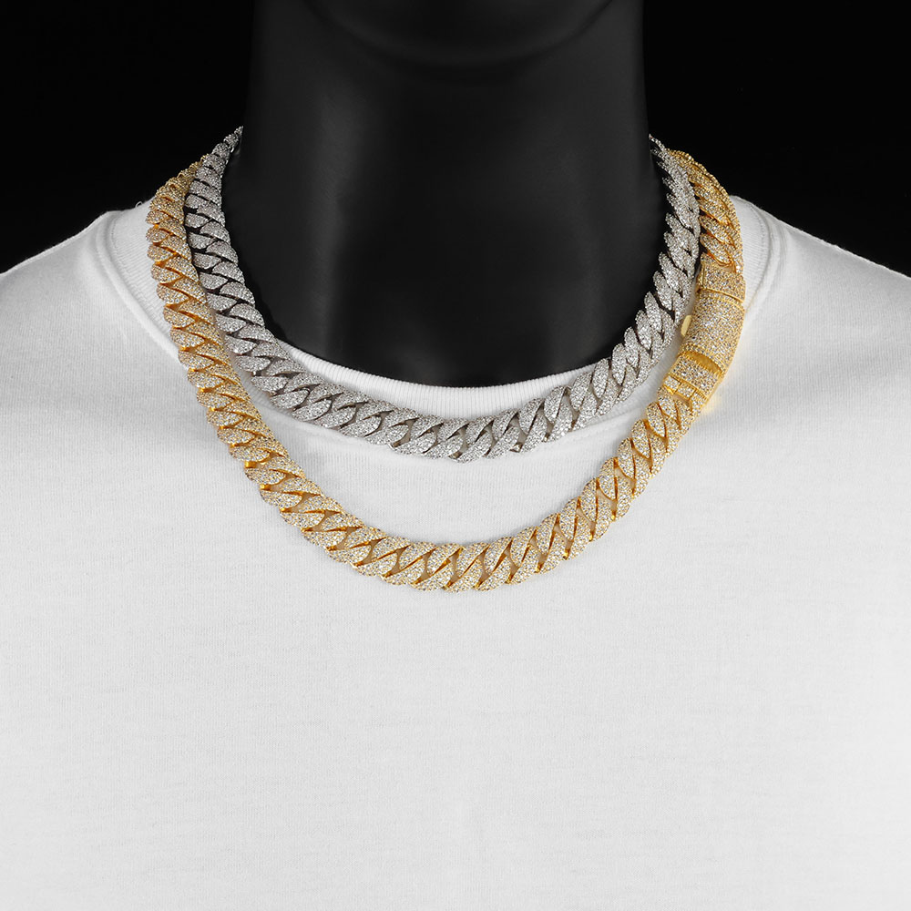 Iced out 14mm 3 Row Diamond Cu – обзор и цена Hip Hop Chain Necklace