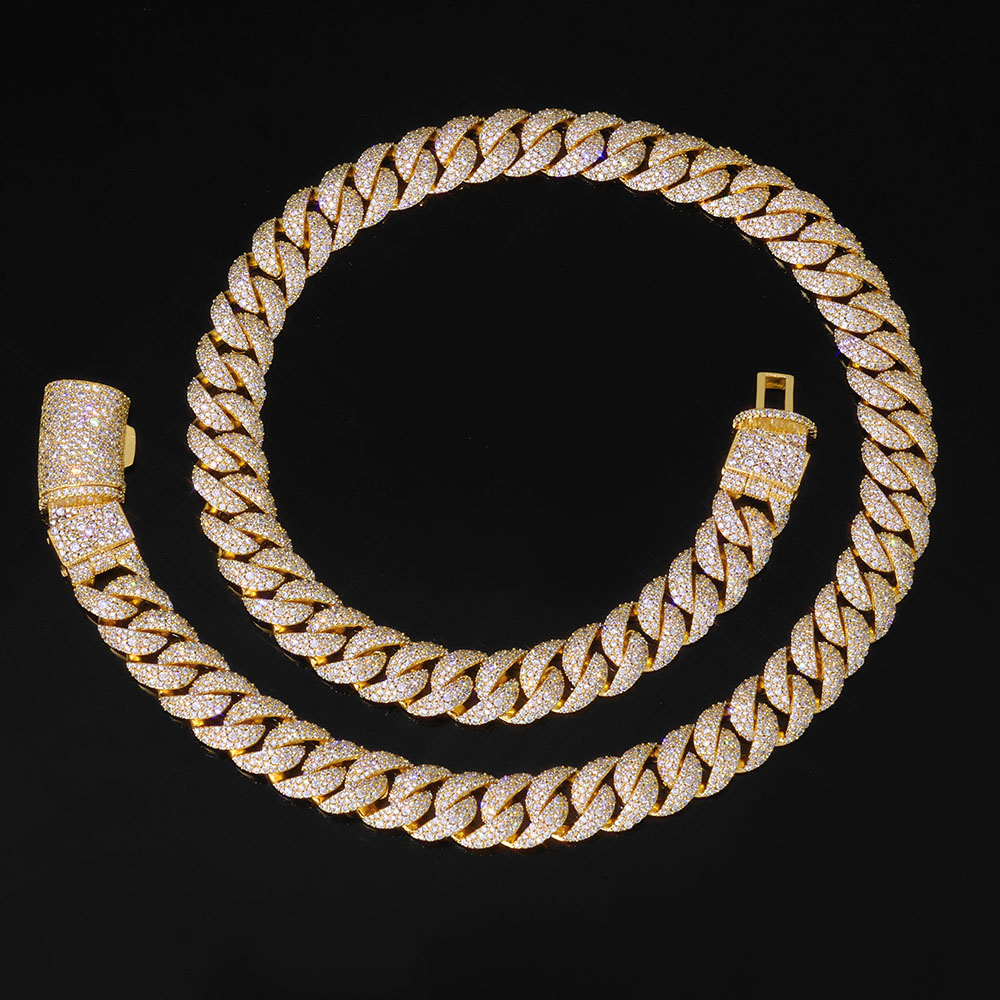 Iced out 14mm 3 Row Diamond Cu – обзор и цена Hip Hop Chain Necklace