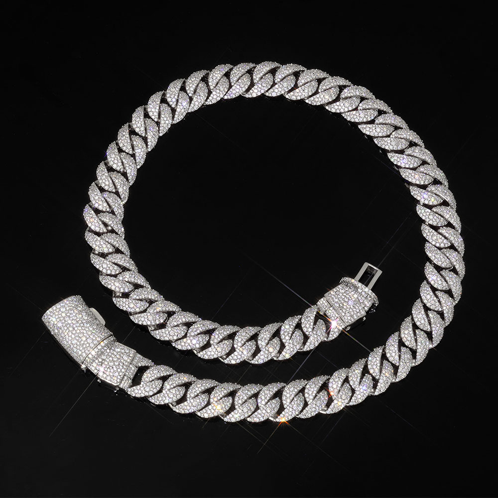 Iced out 14mm 3 Row Diamond Cu – обзор и цена Hip Hop Chain Necklace