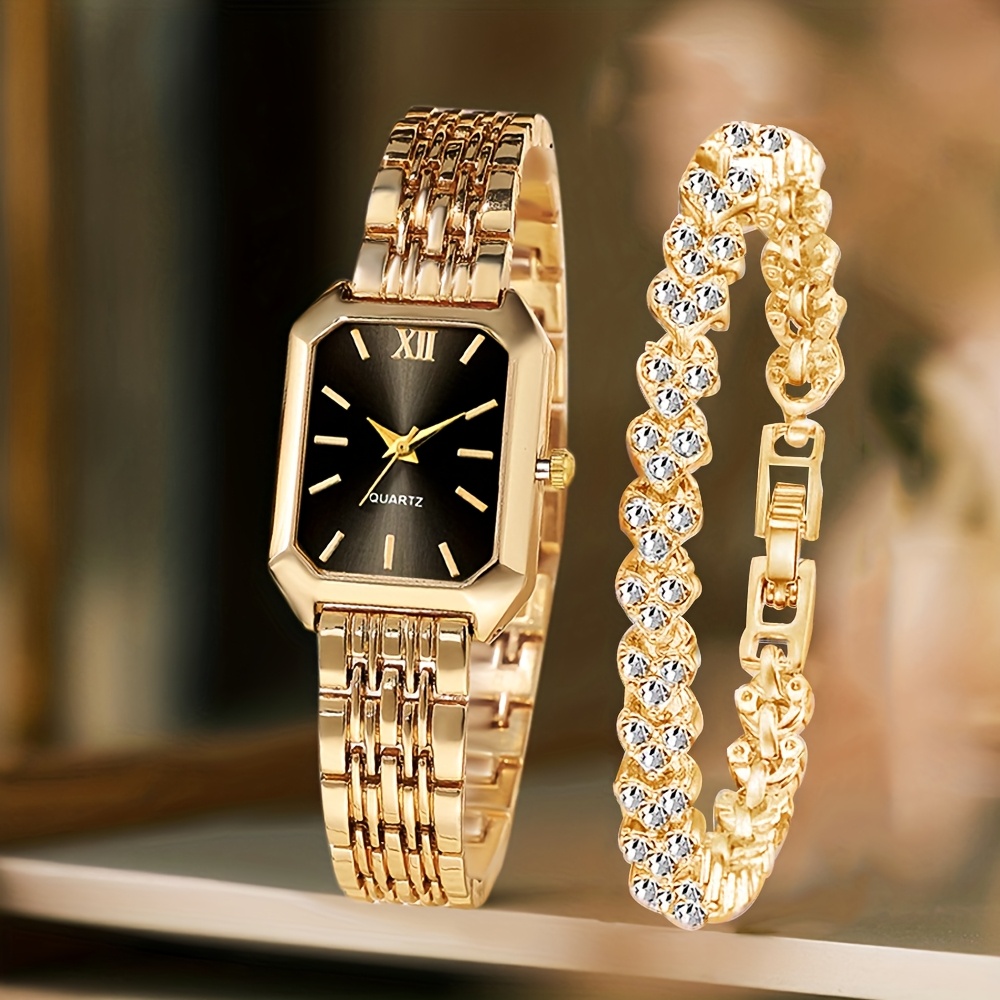 2PCS Fashion Rectangle Women Q – обзор и цена Jewelry Watches Women