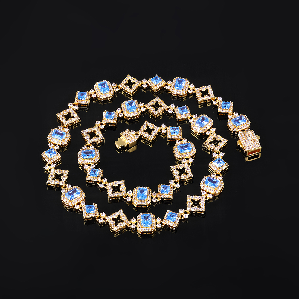 HHIOK New 11MM Blue Gemstone C – обзор и цена Hip Hop Chain Necklace