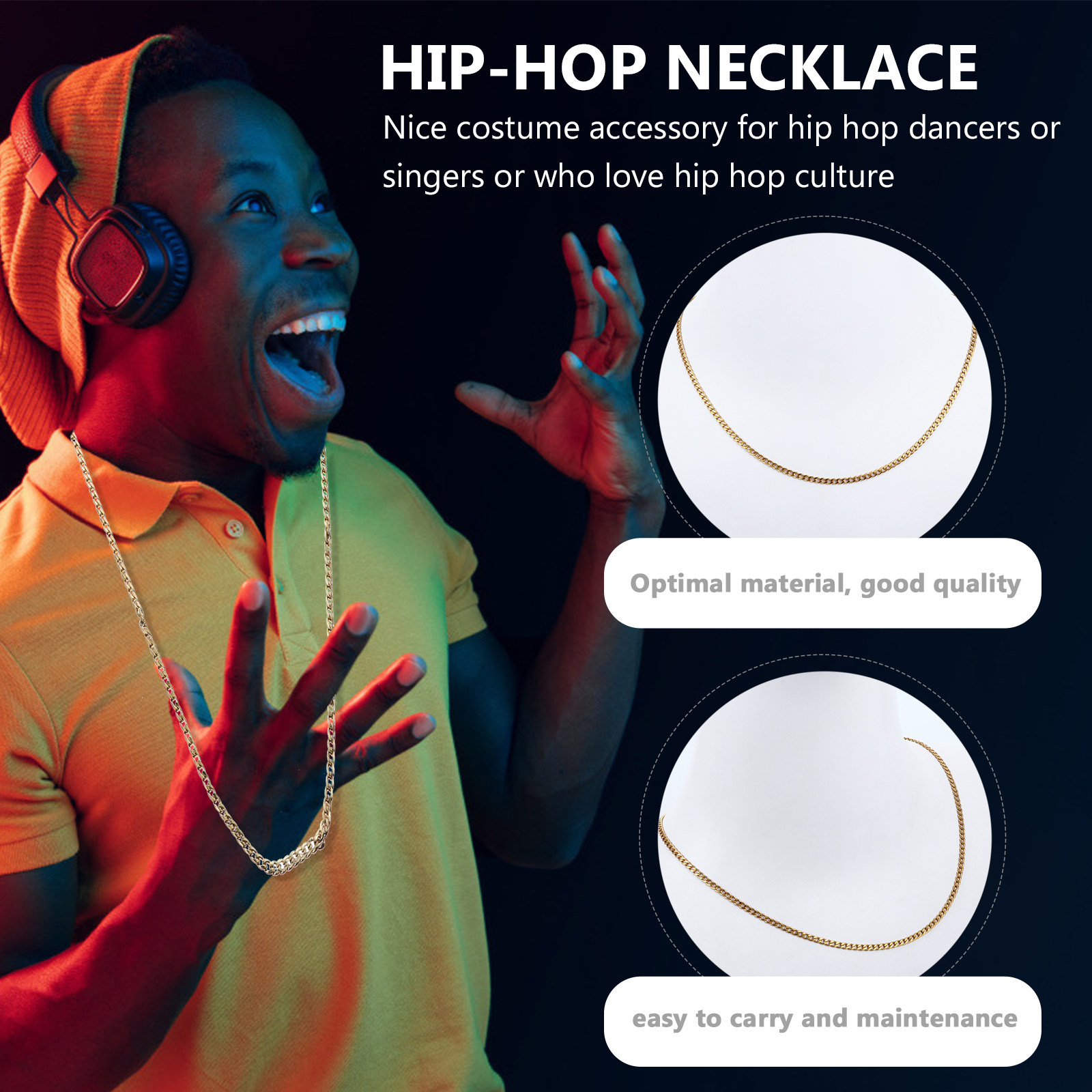 2Pcs Stainless Steel Chains Hi – обзор и цена Hip Hop Chain Necklace